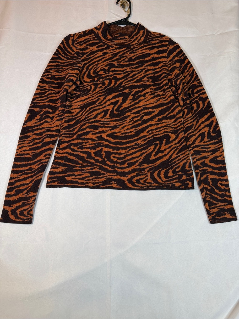 Ann Taylor Men's Turtleneck Sweater in Black and Orange Animal Print